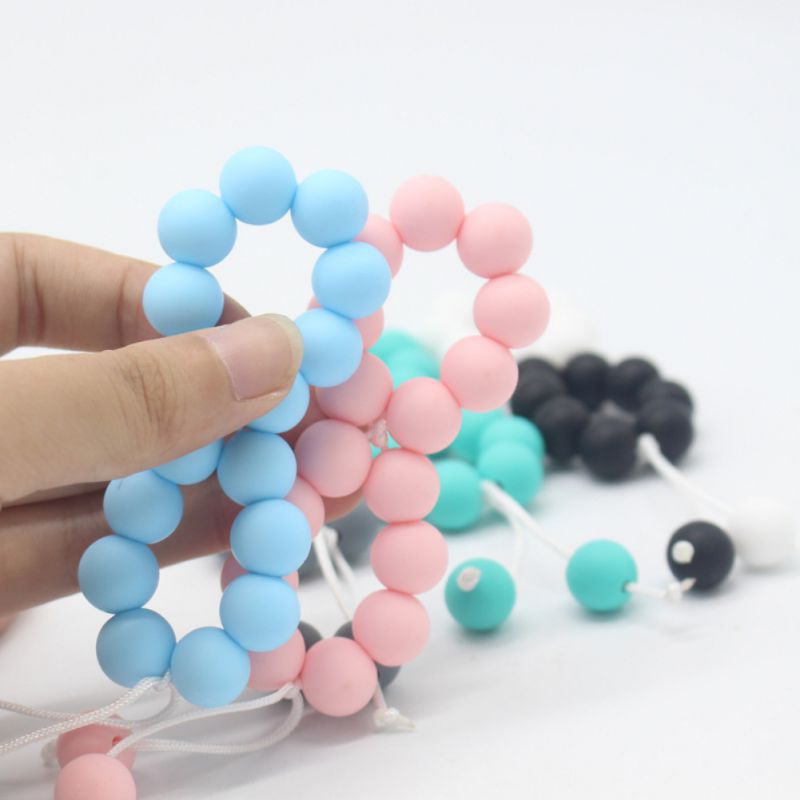 Newbaby Kleur Niet Giftig Bijtring Armband Molaire Stok Silicone Bite Stok Leuke Cartoon Patroon Speelgoed