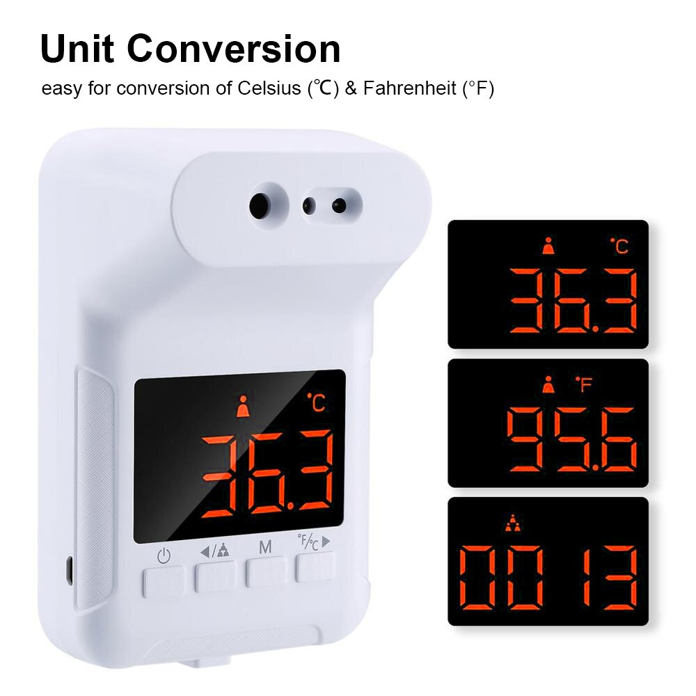 Forehead Digital Thermometer Infrared Thermometer Non Contact Wall-Mounted Temperature Sensor Forehead Thermometer for Body USB