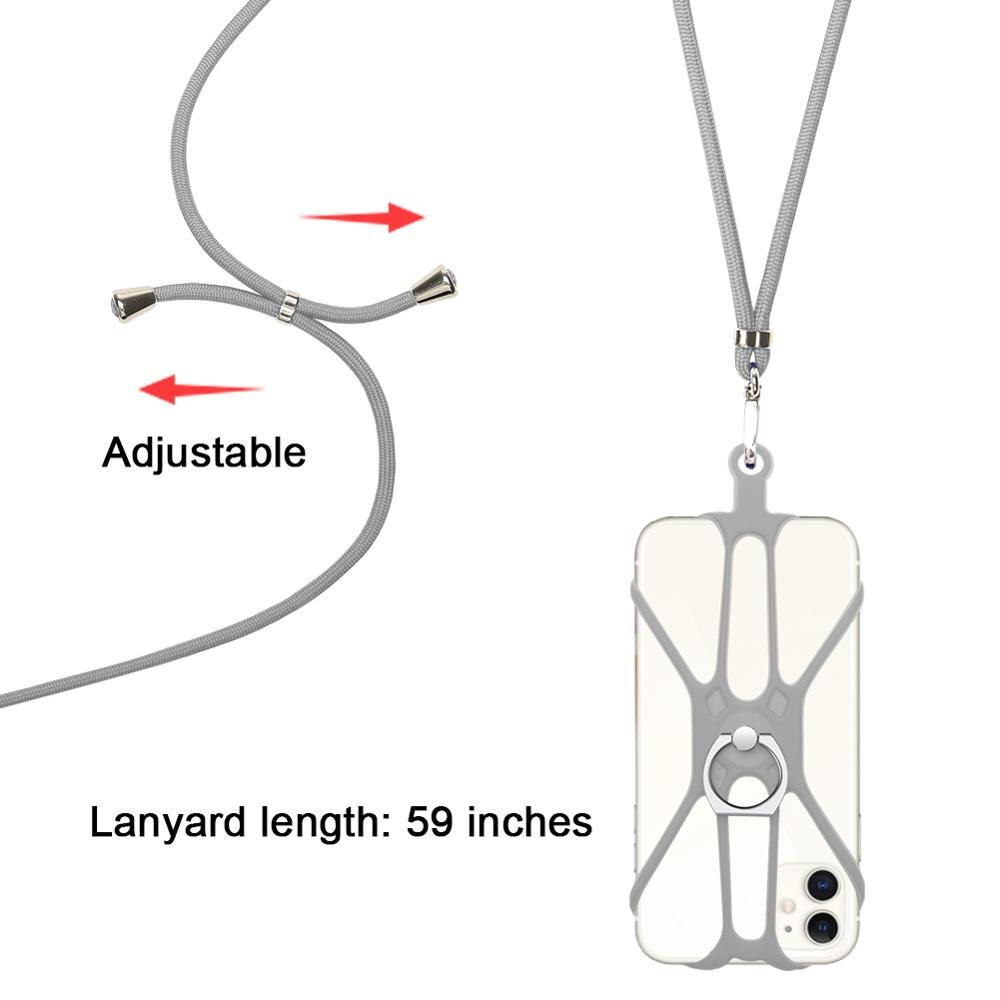 Correa de teléfono móvil bandolera ajustable correas y cordones para el cuello para las llaves de tarjeta de identificación de sujección de insignia y USB bricolaje Nylon colgar correa de llavero: Grey