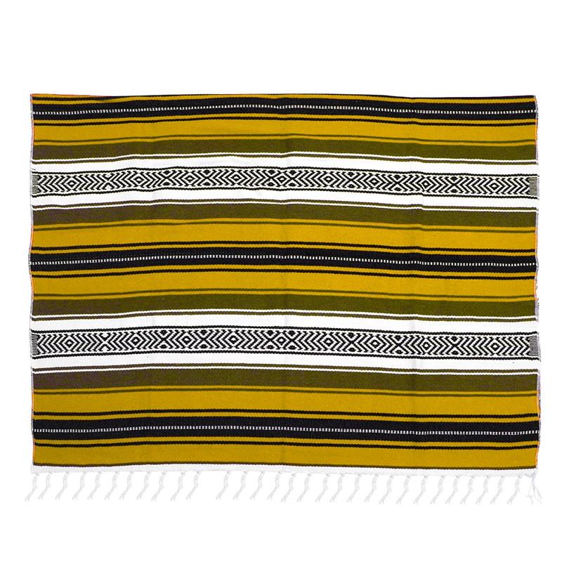 Couverture de yoga Falsa mexicaine, couverture tissée en polymères colorés, Serape pour canapé, chambre à coucher, voiture, pique-nique, été, plage, bleu, 130x180cm: YELLOW