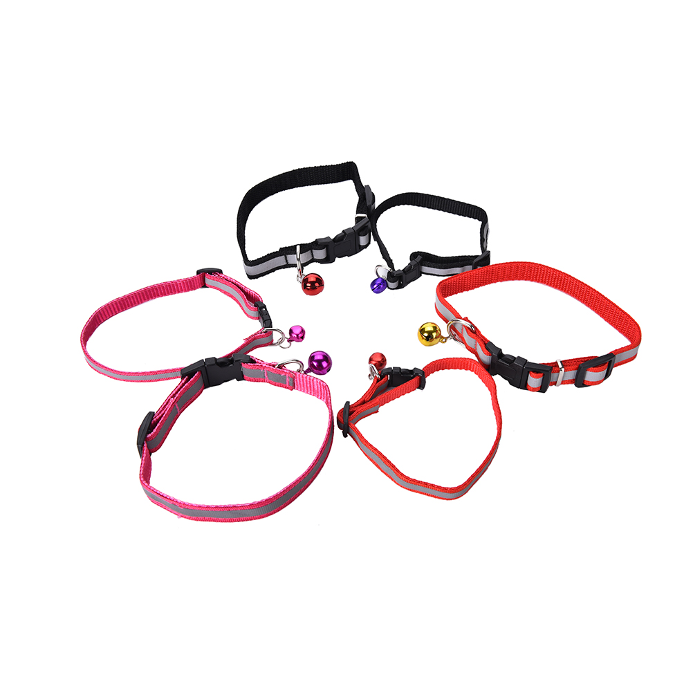 Collar reflectante colorido perro lindo mascota brillante, hebilla de seguridad, Correa con Campanilla, correa ajustable en 6 colores
