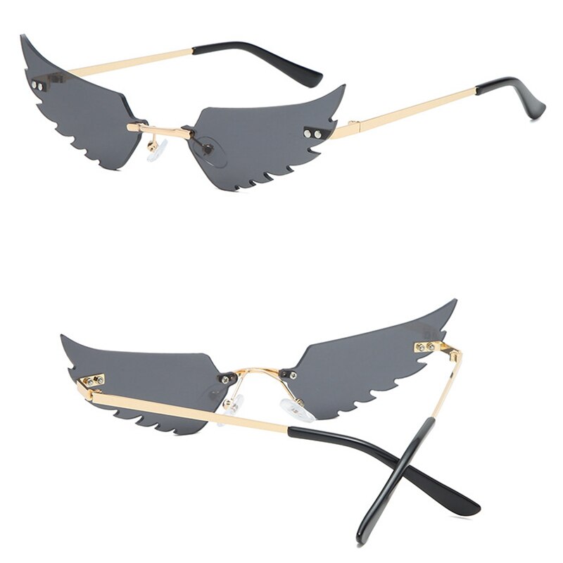 Outdoor Fire Flame Sunglasses Wave Rimless Narrow Retro UV 400 Eye glasses Streetwear for Travel Beach Party