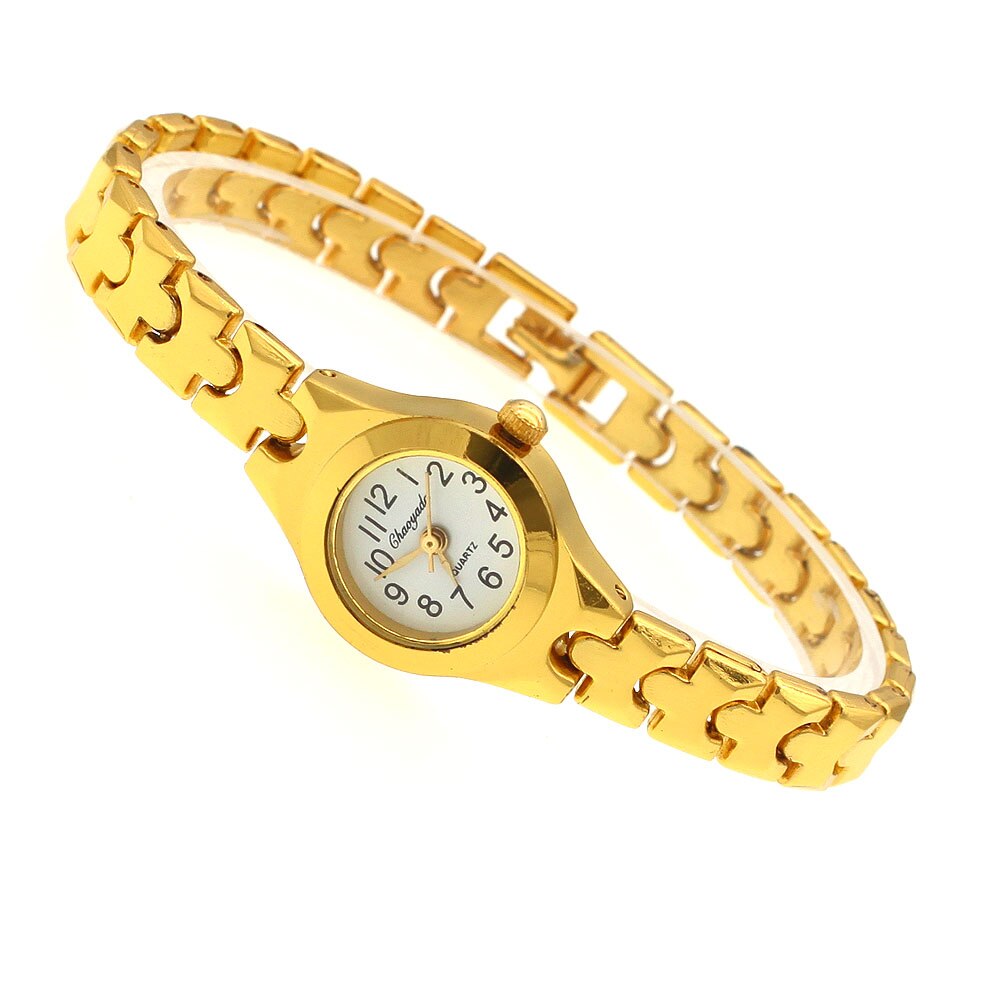 Söt dam armband klocka mujer golden relojes liten urtavla kvarts klocka populär armbandsur timme kvinnliga dam klockor: Guld 5