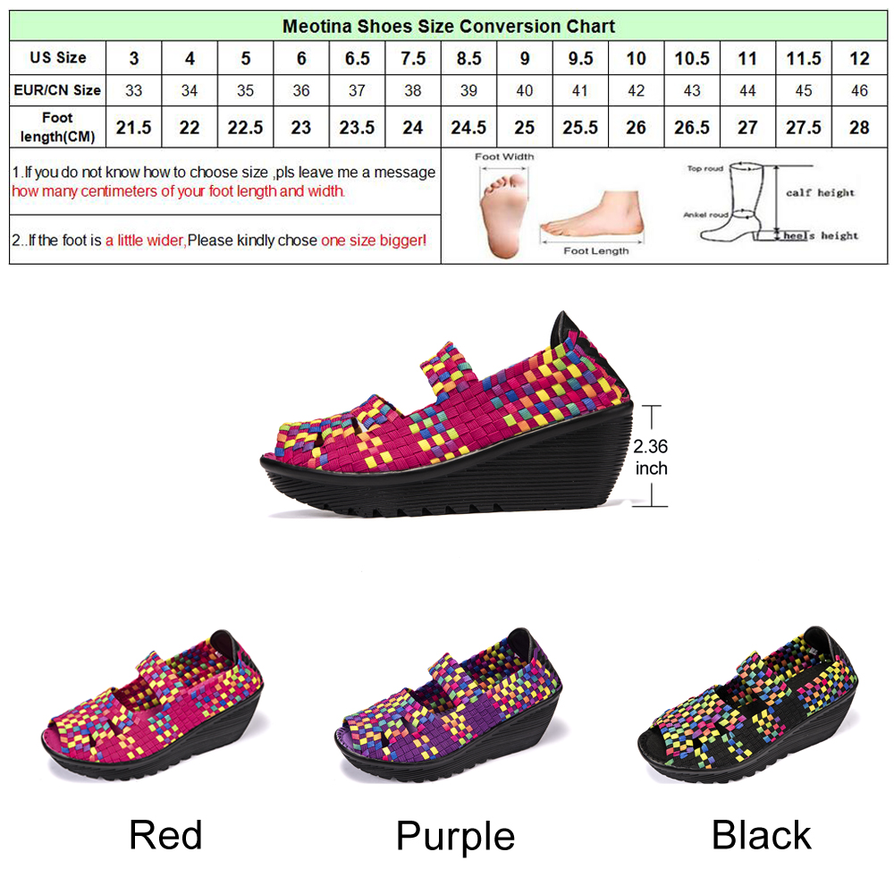 Sandalias de plataforma de Meotina para mujer zapatos tejidos de verano Mary Janes pescador zapatos casuales de cuña de Punta abierta otoño calzado rojo 40