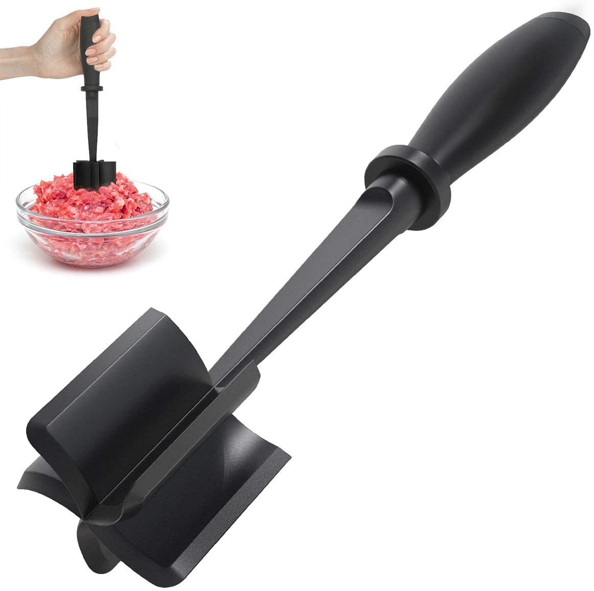 Machacador de carne multifuncional resistente al calor, utensilios de cocina antiadherentes de nailon para hamburguesas, picadora de carne molida
