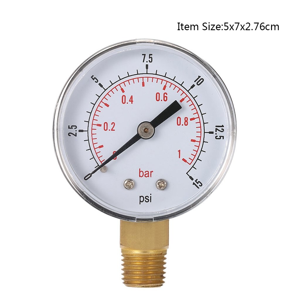 0~15PSI 0~1Bar Air Compressor Gauge 1/4" BSPT Hydraulic Compressed Air Pressure Gauge Tester Double Scale Measurer For Fuel Oil