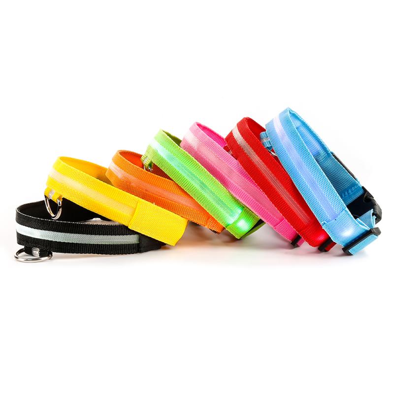 Collar LED de nailon para perro, correa de perro con luz luminosa y fluorescente, intermitente de seguridad nocturna, multicolor: 7