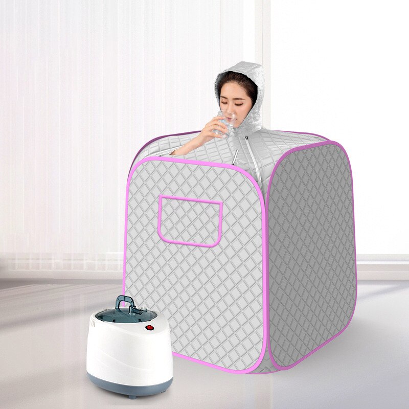 Portable Steam Sauna Room Machine Bath Spa Relax Beneficial Skin Lose Calories Weight Skin Healthy Household Sauna Steaming Set: Silver