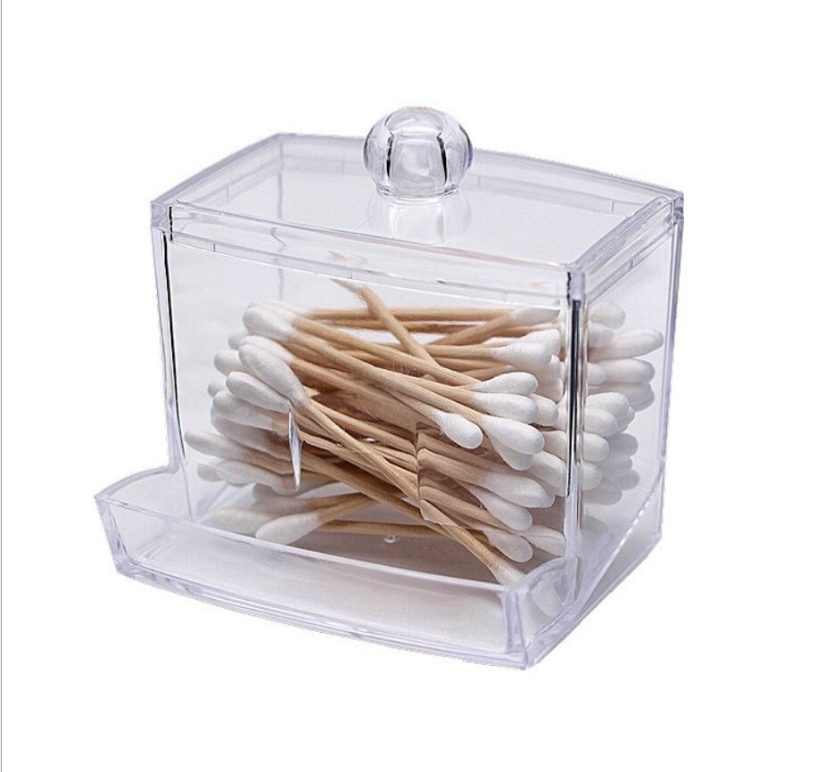 Makeup Cotton Pad Organizer Bathroom Storage Box for Cotton Swabs Cosmetics Jewelry Makeup Remover Pad Container with Bamboo Lid: B 1