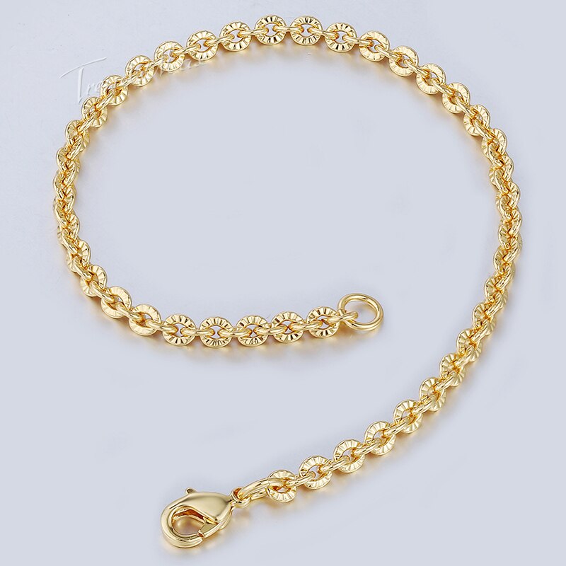 Ronde Rolo Link Chain Armband Voor Vrouwen Meisje Geel Rose Goud Armbanden Vrouw Sieraden Valentines 3mm GB395A