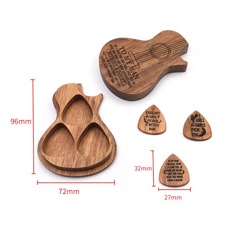 3 uds. Con caja de madera púa guitarra eléctrica acústica Retro plectro púa instrumento Musical accesorios de guitarra