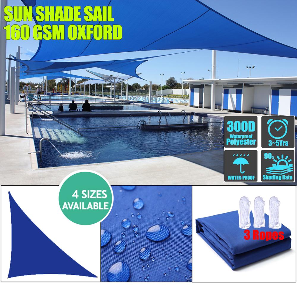 300d 3 x 3/4 x 4/5 x 5m vandtæt polyester fortelt regelmæssig trekant ekstra kraftig skygge sejl sol udendørs solskærm til havecamping