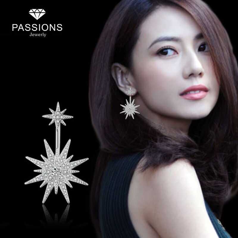 Newest 925 Sterling Silver Snowflake Long Earrings Cubic Zirconia Earring Ear Stud For Women Jewelry Christmas