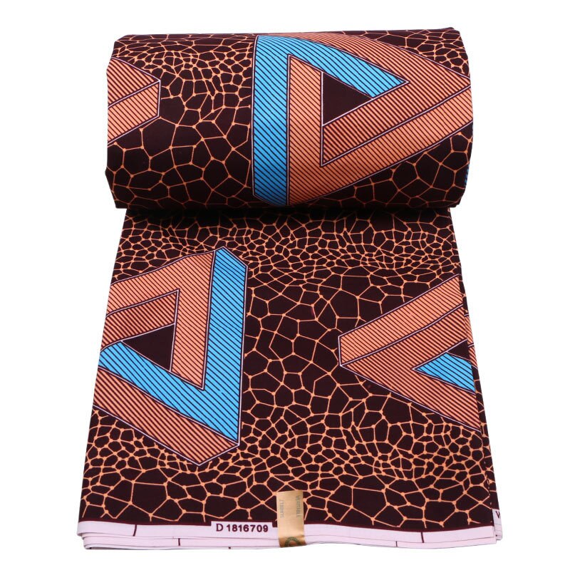 Pure Polyester African Ankara Wax Fabric Geometric Patterns Double Printed Ankara African Wax Fabric 6 Yards