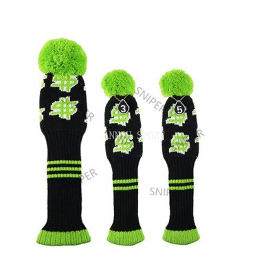 Golf Hout Club Cover #1/#3/#5 Driver/Fairway Hoofd Covers Pom Pom Gebreide lange-Hals Sok Stijl Golf Headcovers: 3pcs money-green