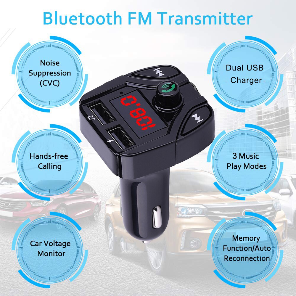 Bluetooth A2DP Handsfree Car Kit Draadloze Fm-zender 3.1A Quick Charge Dual USB Charger LCD TF Card Auto MP3 Speler modulator