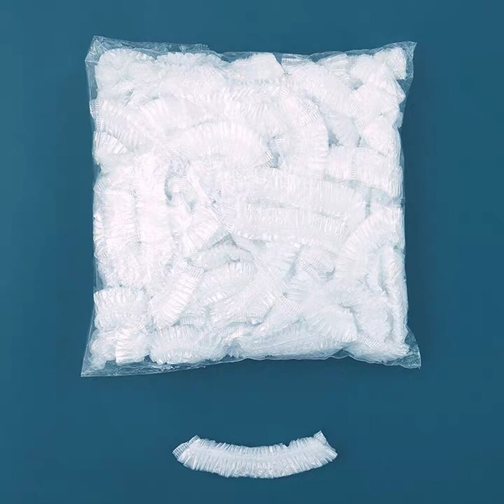 Dust-proof Strip Hat Cap Hood 10pcs Disposable Shower Caps Anti Dust Clear Hat Spa Hair Salon Bath Accessories Cap Bathroom