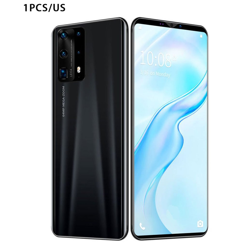 Dual-Core P40 Pro Smartphone 5 Inch Screen Smartphone 512M+4G Android Smartphone 3D Glass Plated Back Cover: US Black