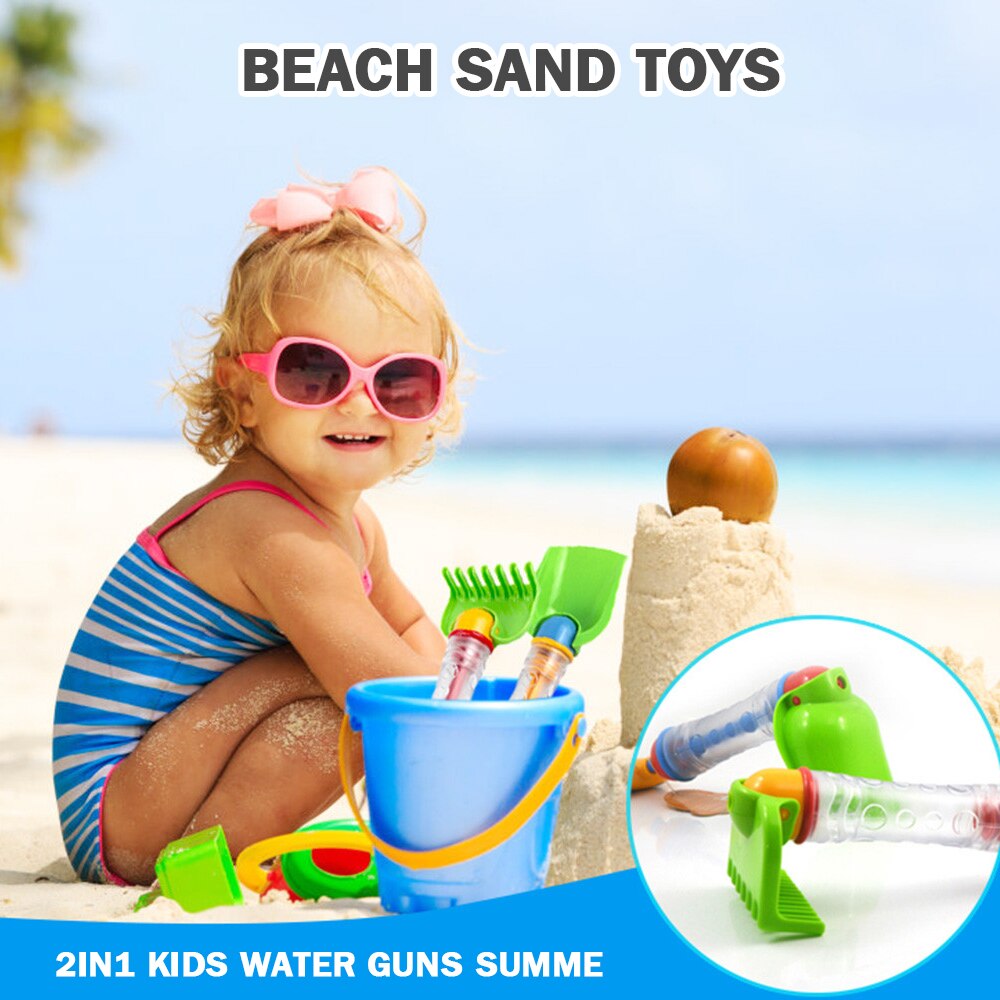 Plastic Strand Zand Speelgoed 2In1 Kids Water Guns Zomer Zwemmen Water Sprinklers Met Zand Graven Schop Hark Kinderen Bad Speelgoed