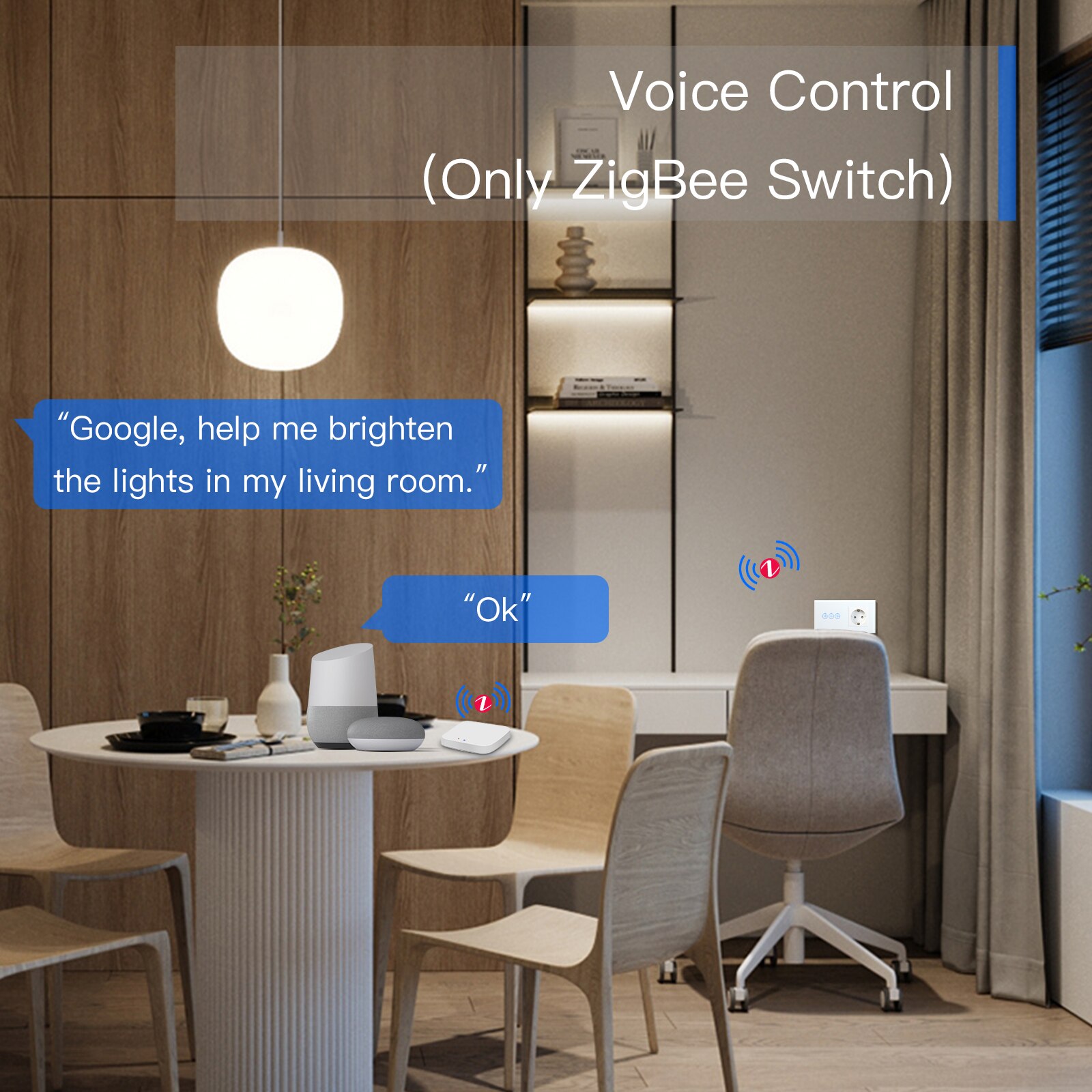 BSEED ZigBee Dimmer Switch Smart Intelligent Touch Light Switch Normal Wall Socket Tuya Smart Life APP Google Alexa Control