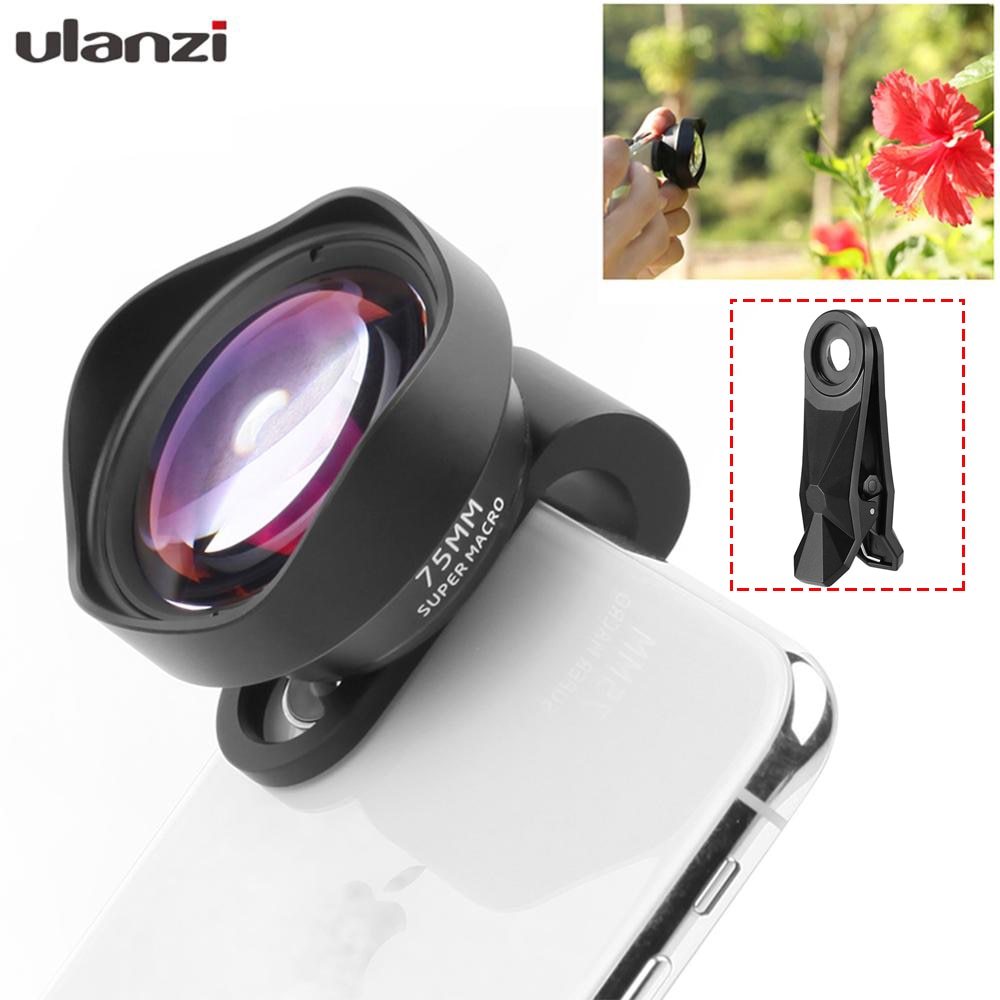 Ulanzi 75mm Macro Lens HD Geen Vervorming DSLR Effect Clip-on voor iPhone 11 Samsung Huawei Xiaomi Telefoon camera Lens 17mm Draad