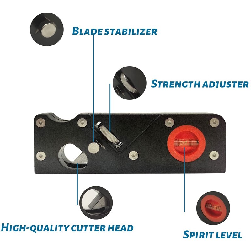 Chamfer Plane with 3 Cutter Heads,Woodworking Hand Planer for Quick Edge Planing and Radian Corner Plane Trimming.