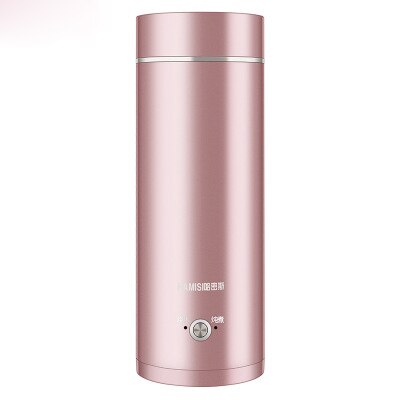 Draagbare elektrische waterkoker voor op reis, mini-thermoskan, slimme theepot, verwarmende kop, melk kokende boiler, roestvrijstalen metalen warmer: Roségoud / Britse adapter