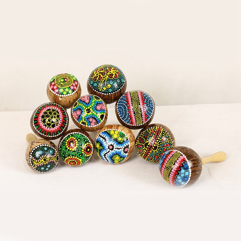 Coconut Shell Sand Hammer Shaker Aslatua Gourd Kashaka Indonesia Shaker Rattle Percussion Musical Instrument Toy