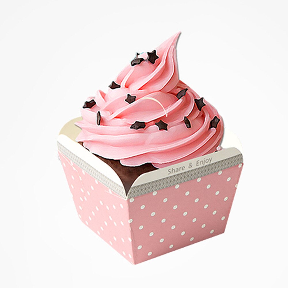 100 Stuks Paper Cupcake Cups Vierkante Wegwerp Cake Cup Hittebestendig Dessert Bowls Mini Cake Box Feestartikelen (blauwe Stip)