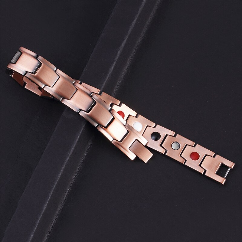 12MM verrotten Kupfer Gesunde magnetisch Männer Armbinde Männlichen 4 in 1 Energie Magneten Germanium Pflege Herren Armbänder Hand Kette retro Schmuck