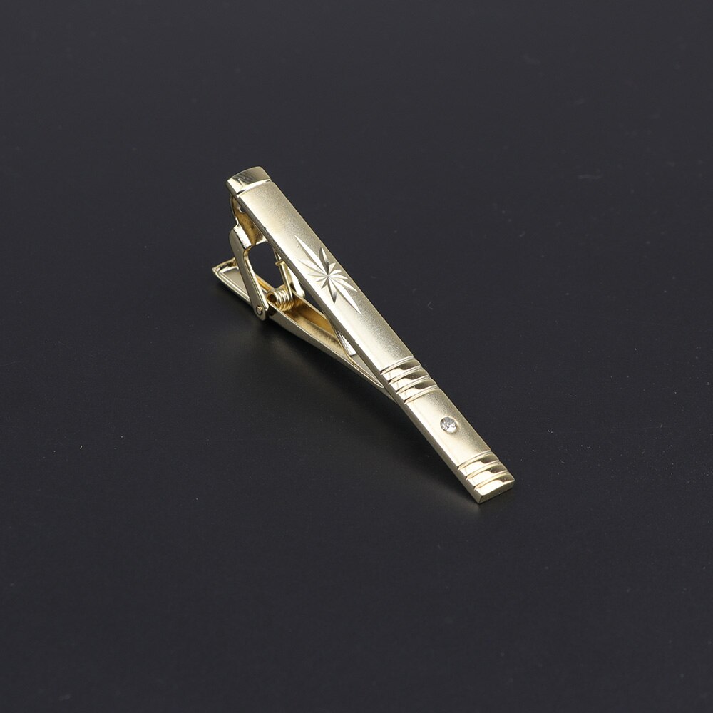 Slips klip klassisk trendy mænd guld krystal juvel metal mandlig business banket bar slips clips lås tilbehør: 8