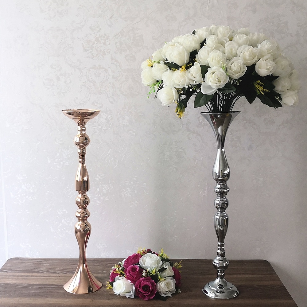 Candelabros IMUWEN de 60 CM/24 ", candelero de Metal, florero, mesa, centro de mesa, estante de flores para eventos, decoración de boda de plomo en el suelo