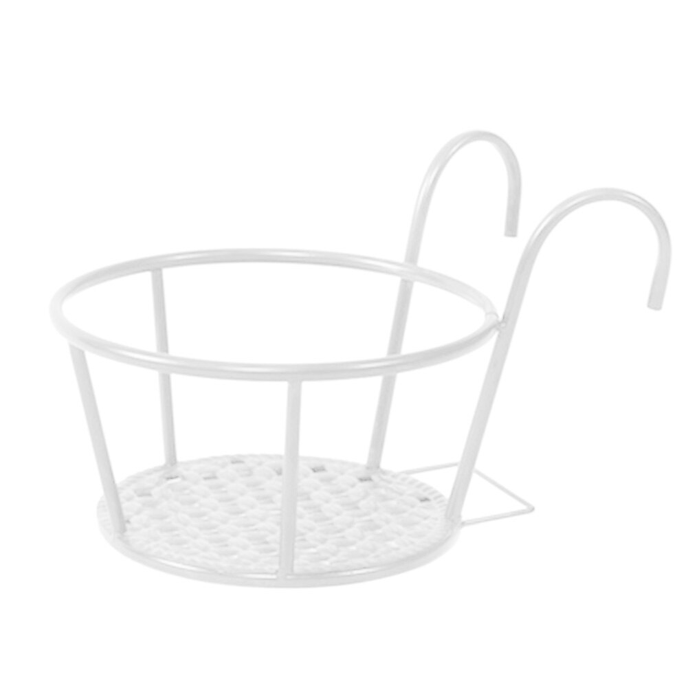 Varanda pendurado planta racks varanda redonda flor pote rack trilhos cerca janela ao ar livre ferro bonsai suporte decoração do navio da gota: White