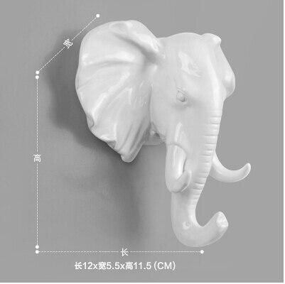 3D dierenkop muur haken Goud Herten muur haak woonaccessoires resin coat hook pared Haken voor badkamer: white Elephant