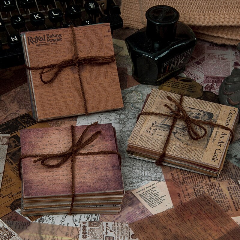 60PCS/bag Vintage Old Newspaper Series Mixed Material Package DIY Scrapbooking Junk Base Collage Wrapping material paper