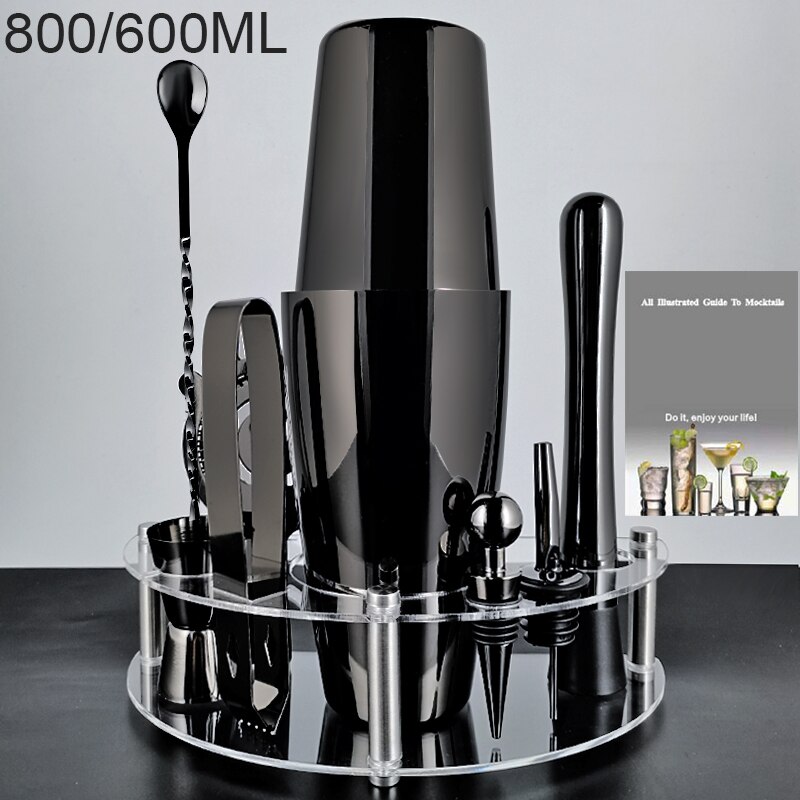 Martini Trinken Boston Edelstahl Shaker Home Bar Werkzeuge 800/750/600/450ml Cocktail Shaker Set bartender Kit Stehen: Black 800 600ML TM
