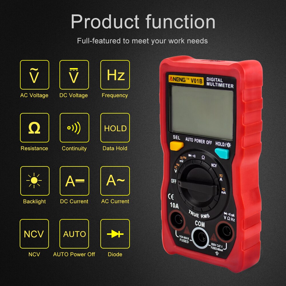ANENG V01B 4000 Counts Digital multimeter comprobador automotive electrical dmm transistor tester capacitance meter test point