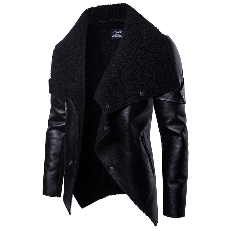 Chaqueta de cuero con personalidad para hombre, abrigo informal Punk de cuero para motocicleta, de otoño, novedad de
