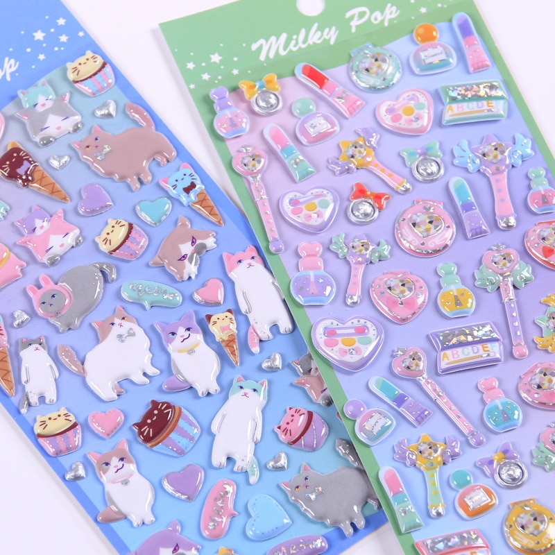 24 pcs/pack Dessert Cake Series Cartoon Food 3D Decorative Stickers Adhesive Stickers DIY Decoration Craft Scrapbooking Stickers