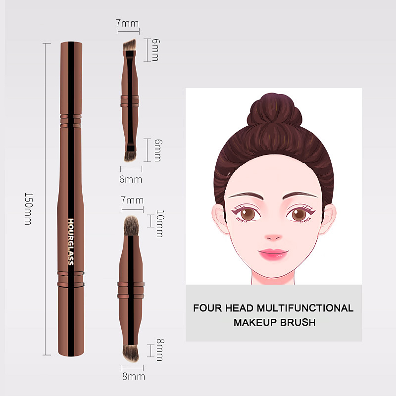 HOURGLASS 4-kops multifunctionele verborgen make-upborstel, voor poederfoundation concealer oogschaduw, goed voor reizen en cadeau: GRIJS
