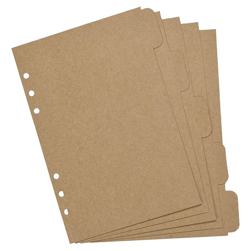 3 Sets Kraftpapier Divider Index Pagina Tab Kaarten Voor 6-Gaten Ring Bindmiddelen Notebooks Travel Diary Journal Planner (A5)