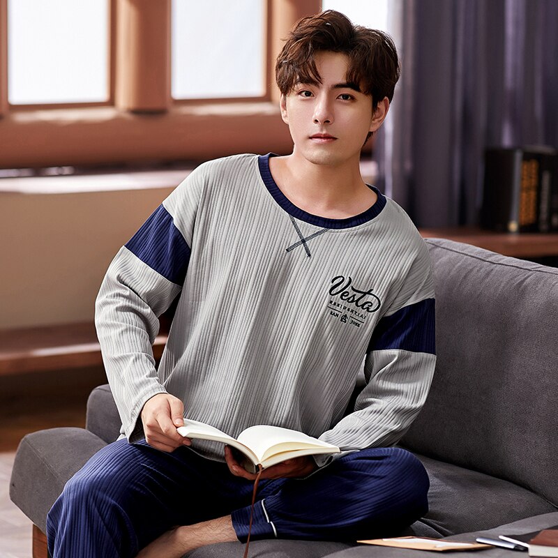 Prowow Men's Comfortable Sleepwear Home Clothes Winter Autumn Cotton Pajamas Set Male Lounge Wear Leisure Pijama Suit Homewear