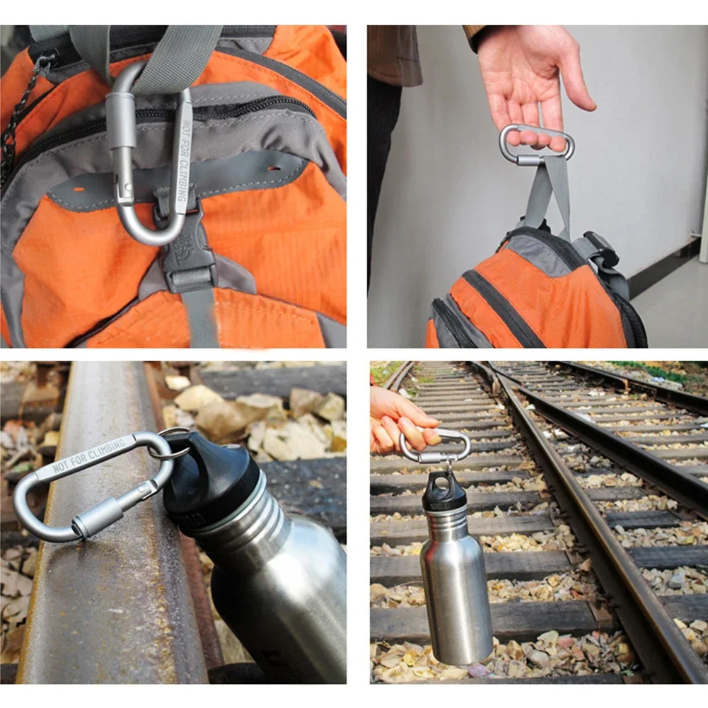 Mosquetón para mochila, llavero para acampar al aire libre, senderismo, aleación de aluminio, anillo en D, Clip de bloqueo, hebilla, gancho, herramientas de escalada, 6 uds.