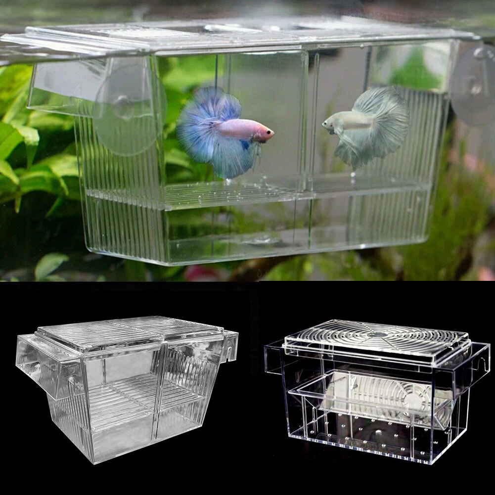 Fish Breeding Box Isolation Floating Cage Breeder Tank Fry Trap Incubator Aquarium Hatchery Guppies Transparent Double-deck