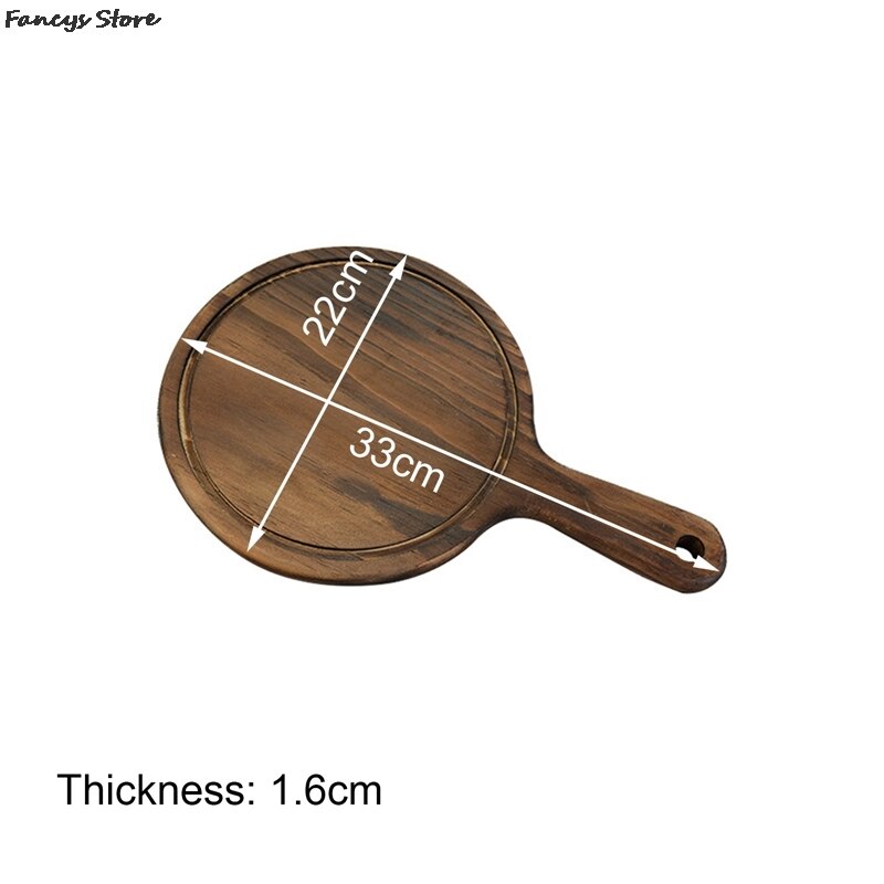 Multi-Size Houten Ronde Lade Barbecue Westerse Steak Plaat Massief Houten Pizza Plaat-Brandende Kleur Dessert Diner Plaat servies: 4