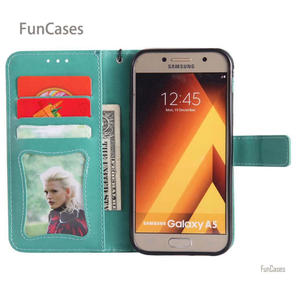 Funda con tapa en relieve de vid para Ajax Samsung A5 funda de teléfono de cuero de poliuretano Vintage funda de diamantes de imitación para Samsung Galaxy A520 Tok