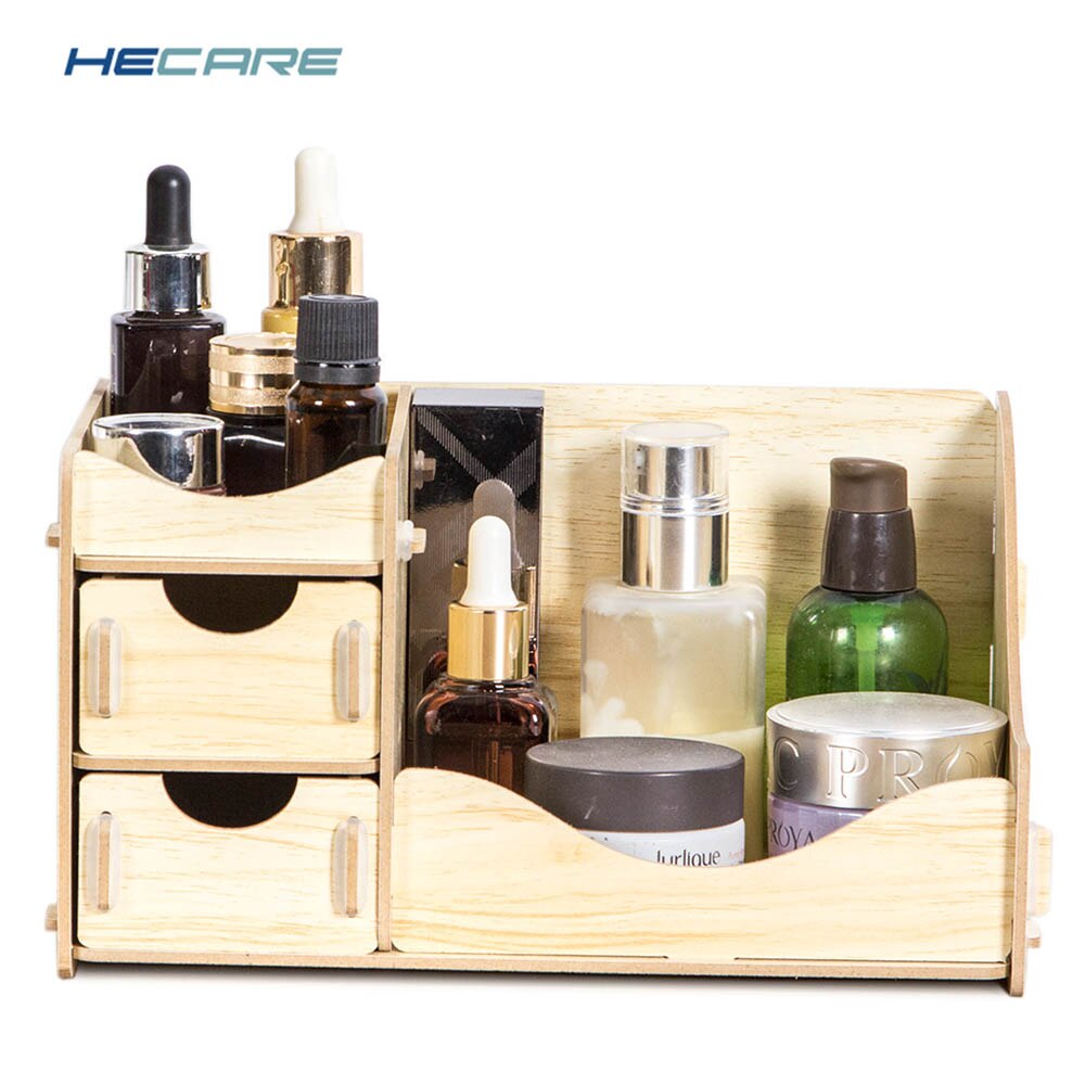 HECARE, organizador de madera para maquillaje, caja de almacenamiento o la oficina para el hogar, caja de cosméticos, caja de madera coreana para maquillaje, organizador de almacenamiento de joyas