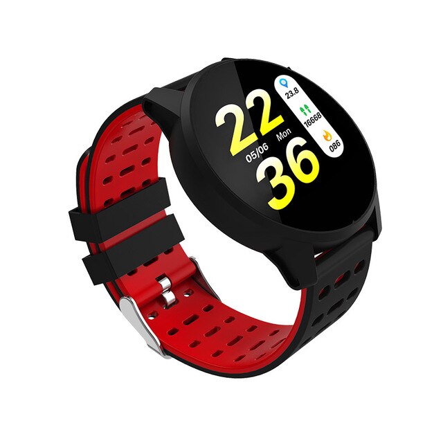 Sport smart ur mænd kvinder blodtryk vandtæt aktivitet fitness tracker pulsmåler smartwatch til android ios: Rød