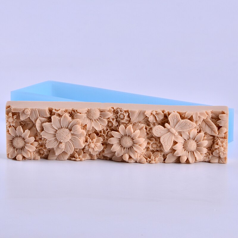 Nicole Bloem Patroon Brood Zeep Siliconen Mal Platte Rechthoek Handgemaakte Craft Mould