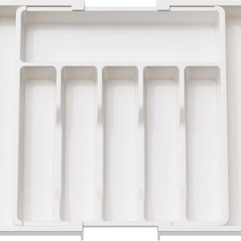 1pc Drawer Organizer Adjustable Flatware and Cutlery Holder Black Expandable Utensil Tray Storage Box Kitchen